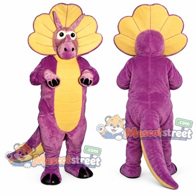 Purple Triceratops Mascot Costume with Yellow Frill Purple Triceratops Mascot Costume with Yellow Frill