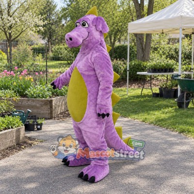 Purple Dragon Mascot Costume with Green Belly