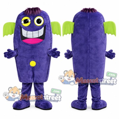 Purple Alien Mascot Costume with Green Ears