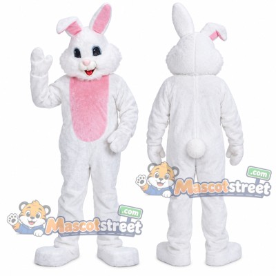 White Rabbit Mascot Costume with Pink Belly White Rabbit Mascot Costume with Pink Belly