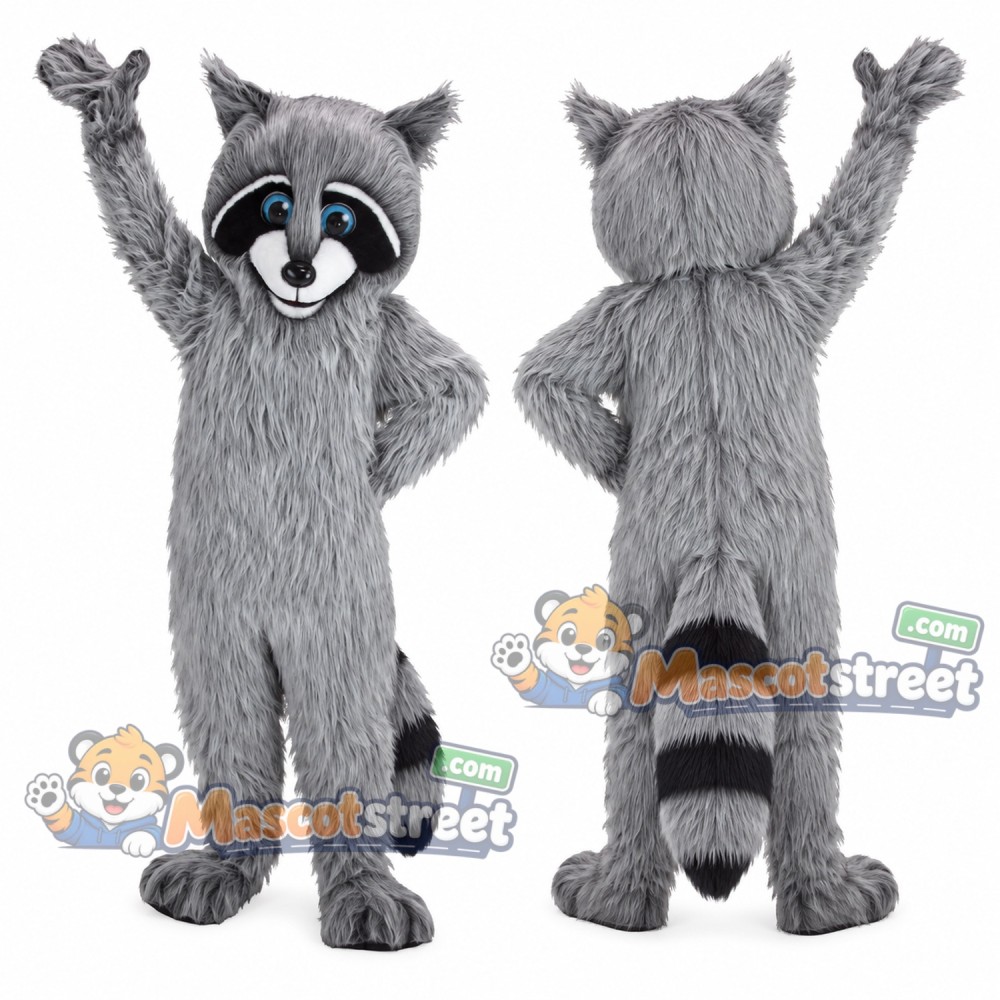 Gray Raccoon Mascot Costume with Striped Tail Gray Raccoon Mascot Costume with Striped Tail