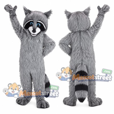 Gray Raccoon Mascot Costume with Striped Tail Gray Raccoon Mascot Costume with Striped Tail