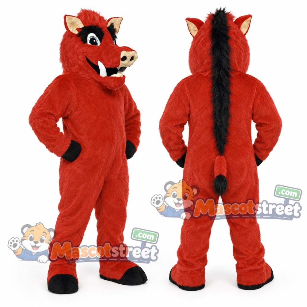 Red Razorback Boar Mascot Costume Red Razorback Boar Mascot Costume