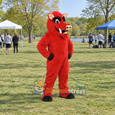 Red Razorback Boar Mascot Costume Red Razorback Boar Mascot Costume