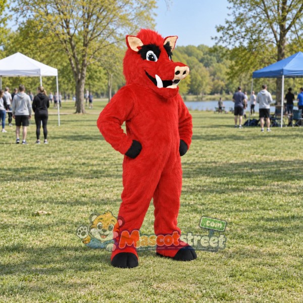 Red Razorback Boar Mascot Costume