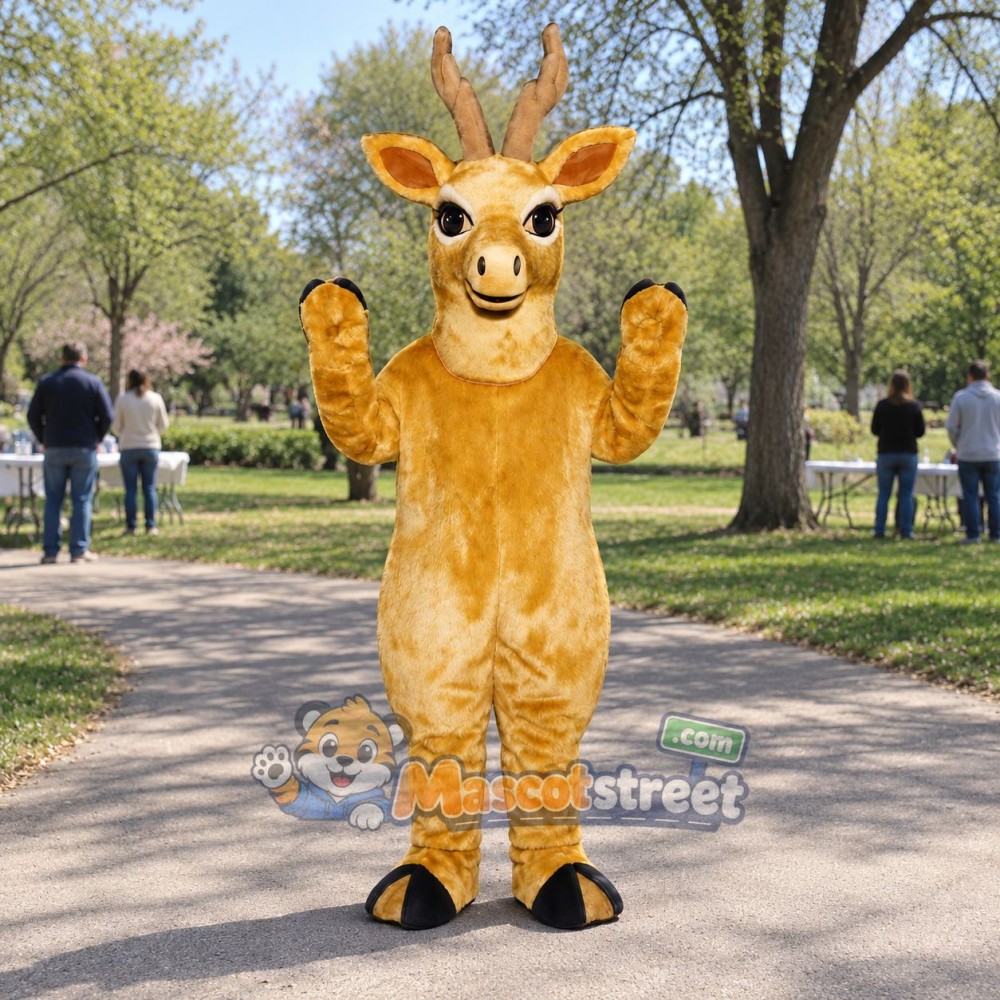 Tan Deer Mascot Costume Tan Deer Mascot Costume