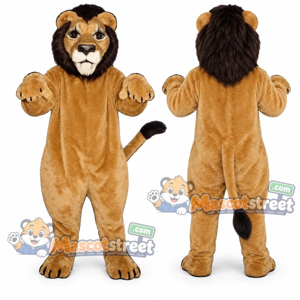 Brown Lion Mascot Costume with Black Mane