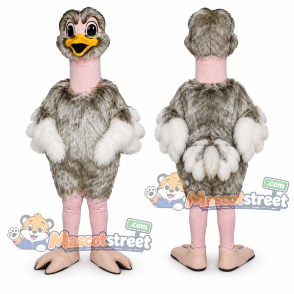 Gray Ostrich Mascot Costume