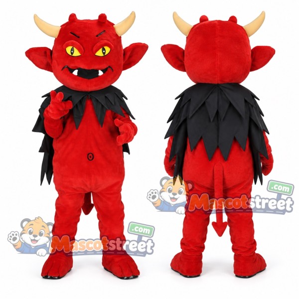 Red Devil Mascot Costume with Black Collar