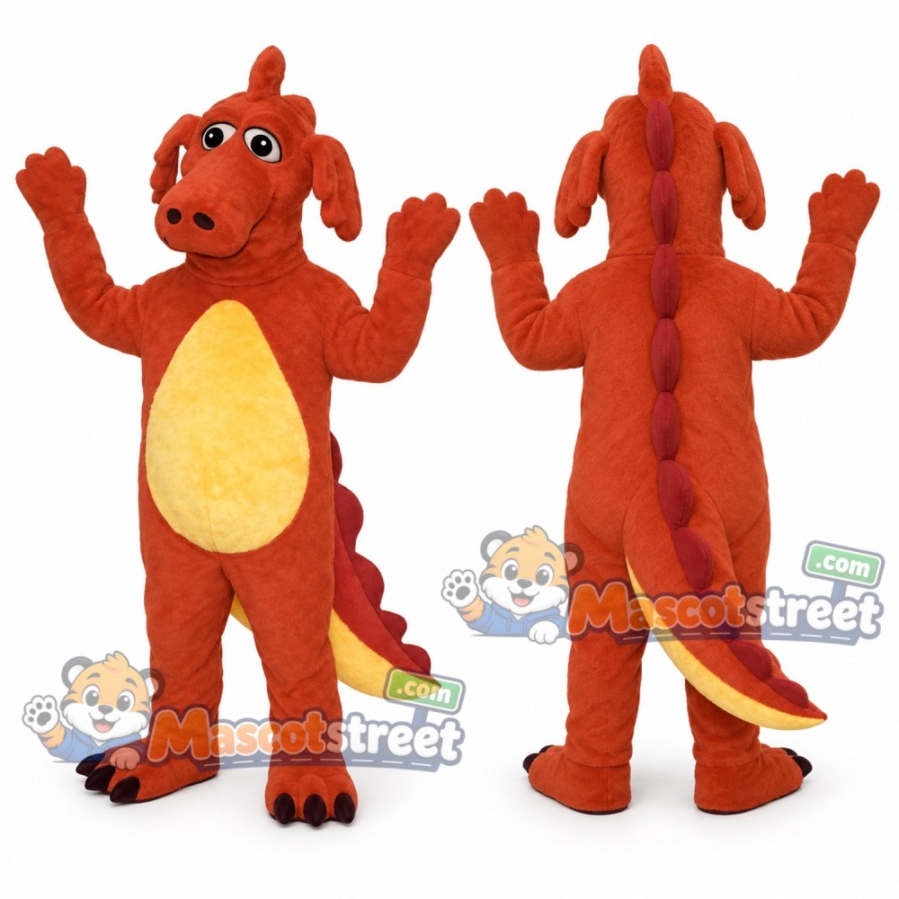 Orange Dragon Mascot Costume with Yellow Belly Orange Dragon Mascot Costume with Yellow Belly