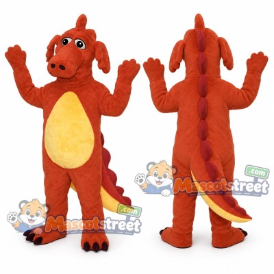 Orange Dragon Mascot Costume with Yellow Belly Orange Dragon Mascot Costume with Yellow Belly