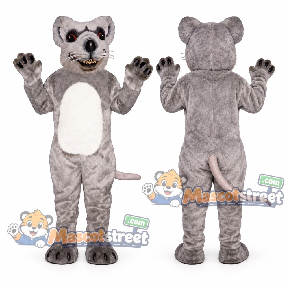 Gray Rat Mascot Costume with White Belly Gray Rat Mascot Costume with White Belly