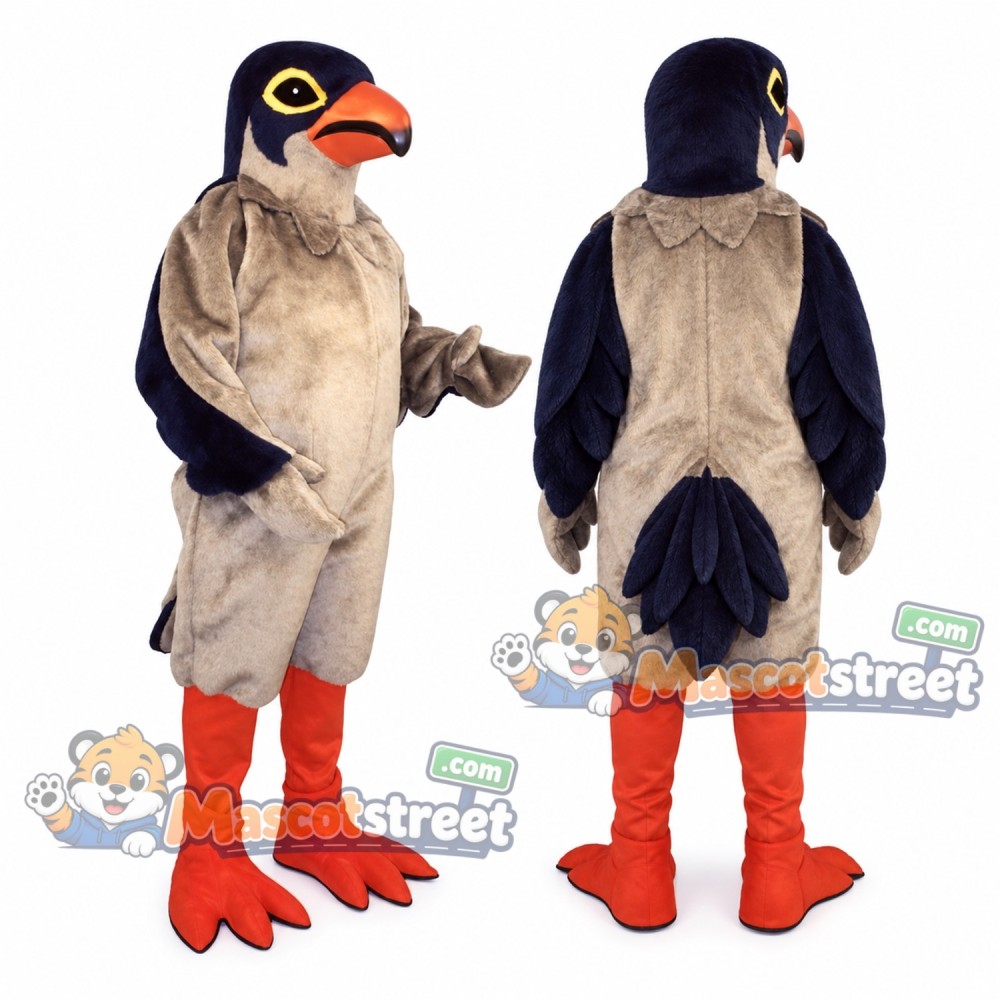 Gray Hawk Mascot Costume with Red Legs Gray Hawk Mascot Costume with Red Legs