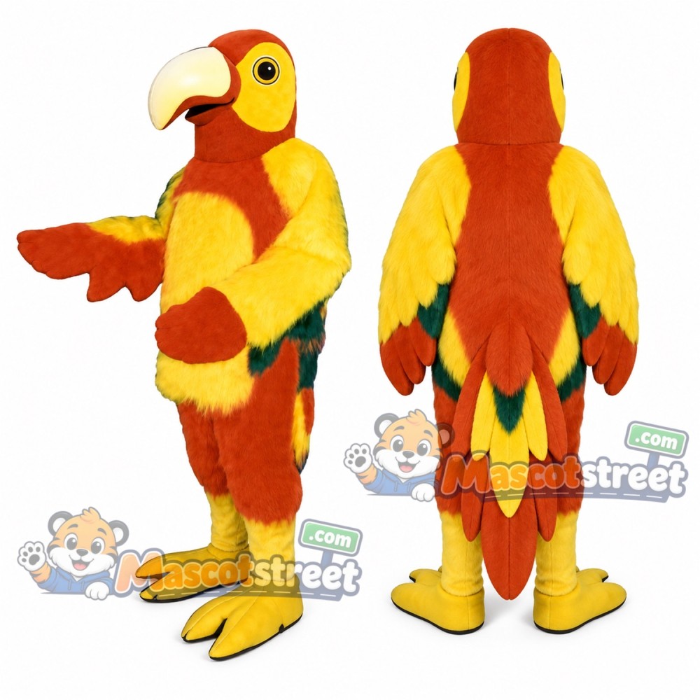 Yellow and Orange Parrot Mascot Costume Yellow and Orange Parrot Mascot Costume