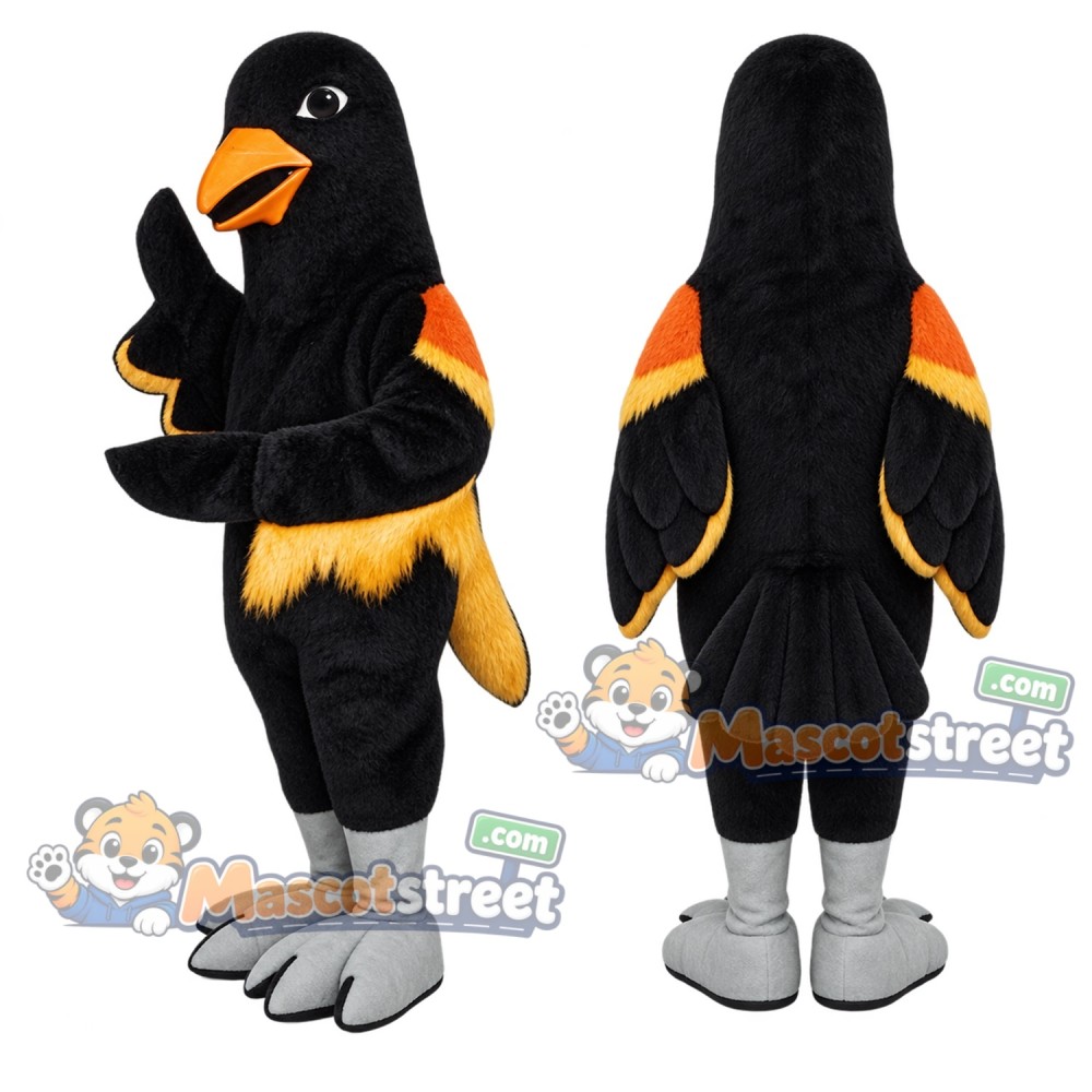Blackbird Mascot Costume with Yellow Wing Patches Blackbird Mascot Costume with Yellow Wing Patches