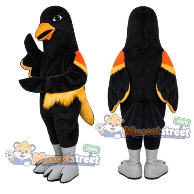 Blackbird Mascot Costume with Yellow Wing Patches Blackbird Mascot Costume with Yellow Wing Patches
