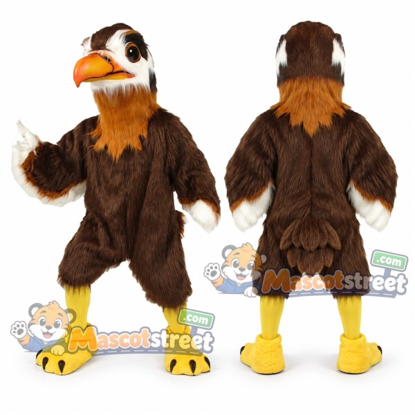 Brown Hawk Mascot Costume with Cream Chest