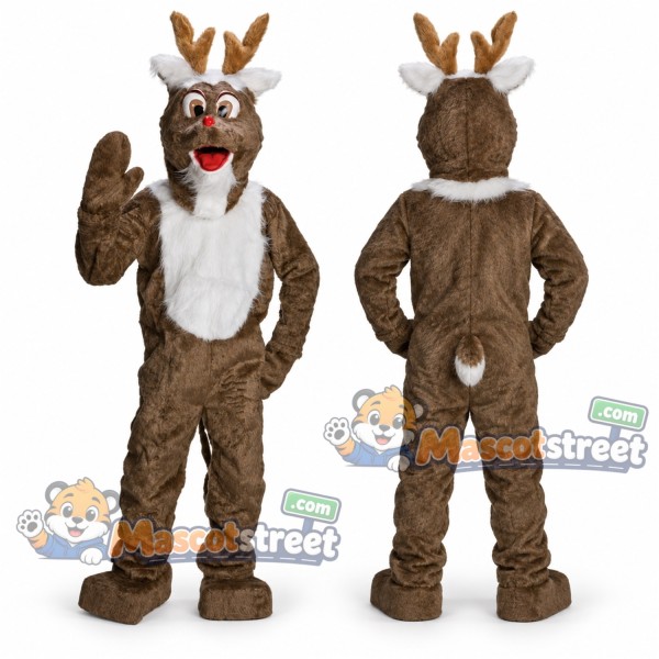 Brown Reindeer Mascot Costume with White Chest