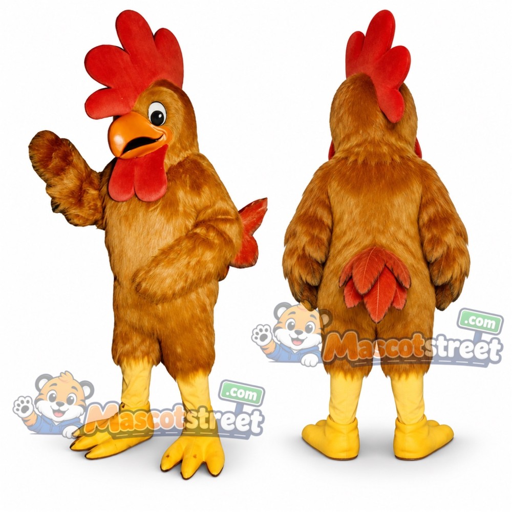Brown Rooster Mascot Costume Brown Rooster Mascot Costume
