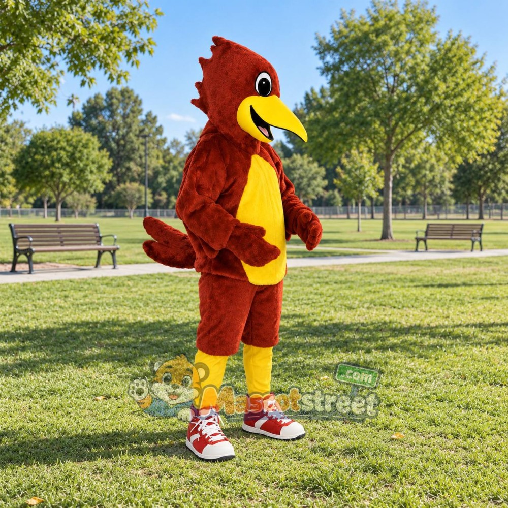 Red Roadrunner Mascot Costume with Red Sneakers