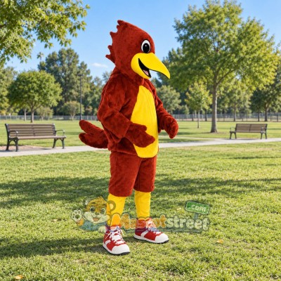 Red Roadrunner Mascot Costume with Red Sneakers