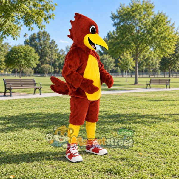 Red Roadrunner Mascot Costume with Red Sneakers