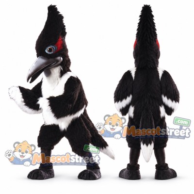 Black and White Roadrunner Mascot Costume