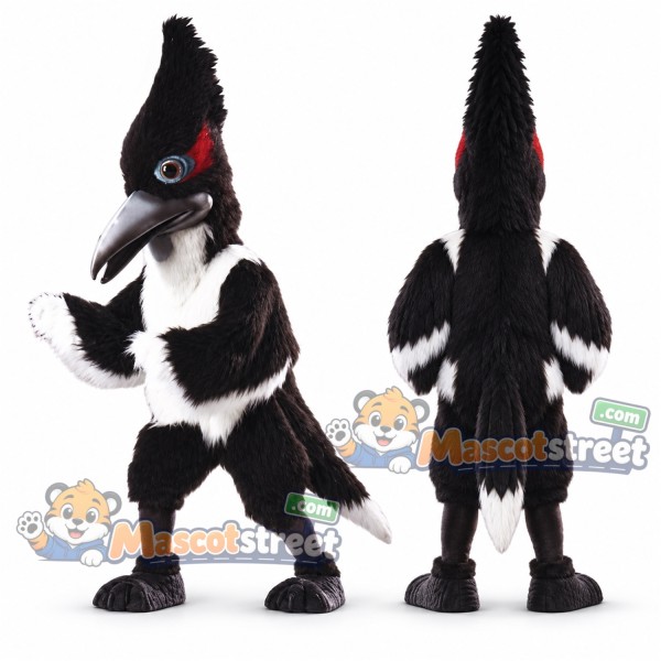 Black and White Roadrunner Mascot Costume