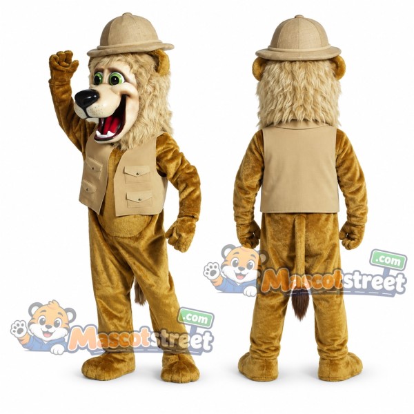 Lion Mascot Costume with Safari Outfit
