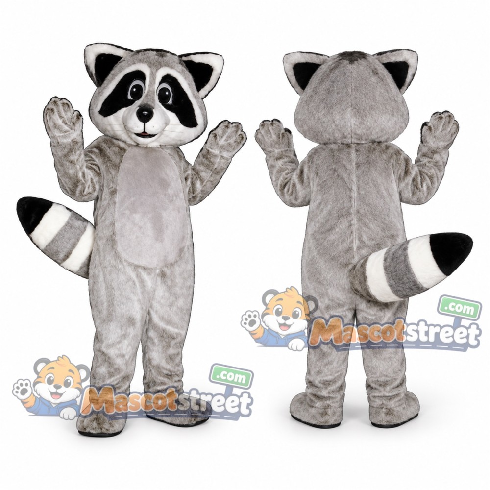Gray Raccoon Mascot Costume with White Belly Gray Raccoon Mascot Costume with White Belly
