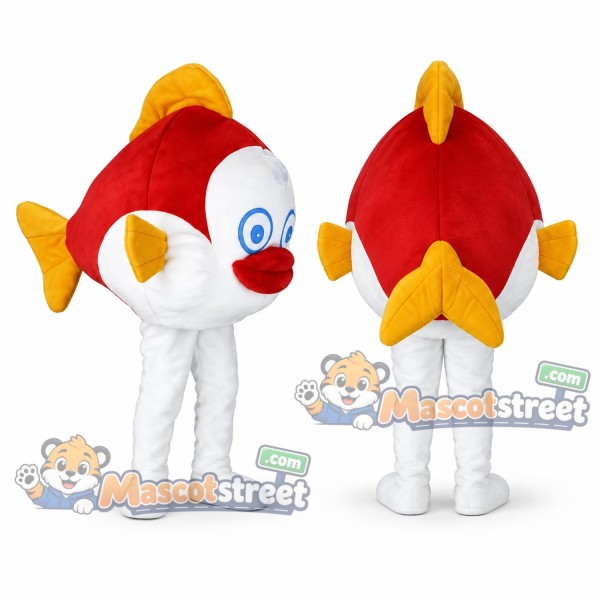 Red and White Fish Mascot Costume