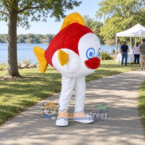 Red and White Fish Mascot Costume