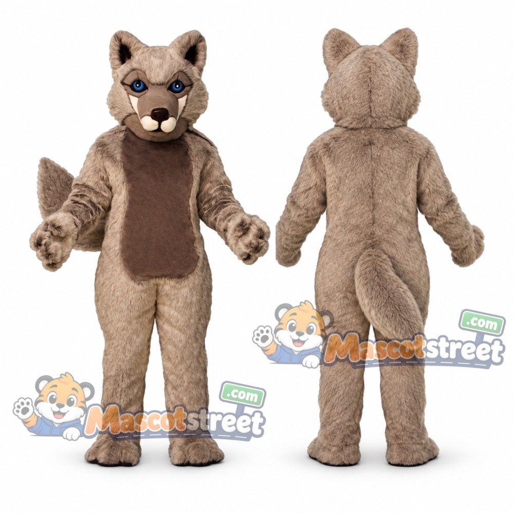Tan Wolf Mascot Costume Tan Wolf Mascot Costume