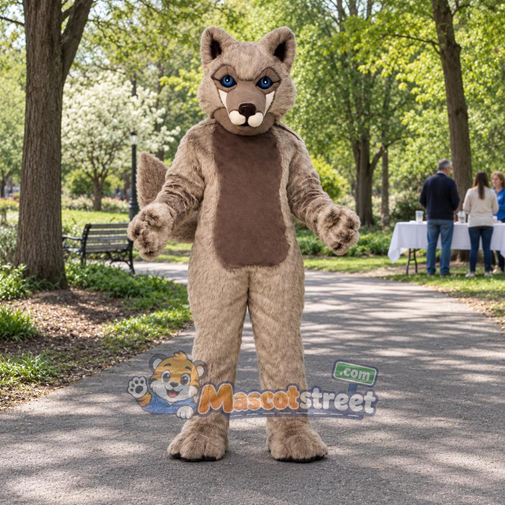 Tan Wolf Mascot Costume
