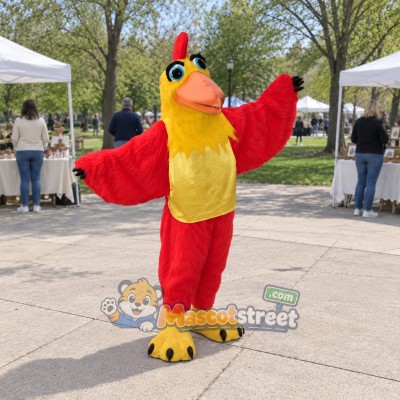 Red Rooster Mascot Costume with Yellow Chest Red Rooster Mascot Costume with Yellow Chest