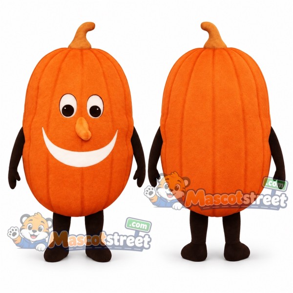 Orange Pumpkin Mascot Costume with Smiling Face