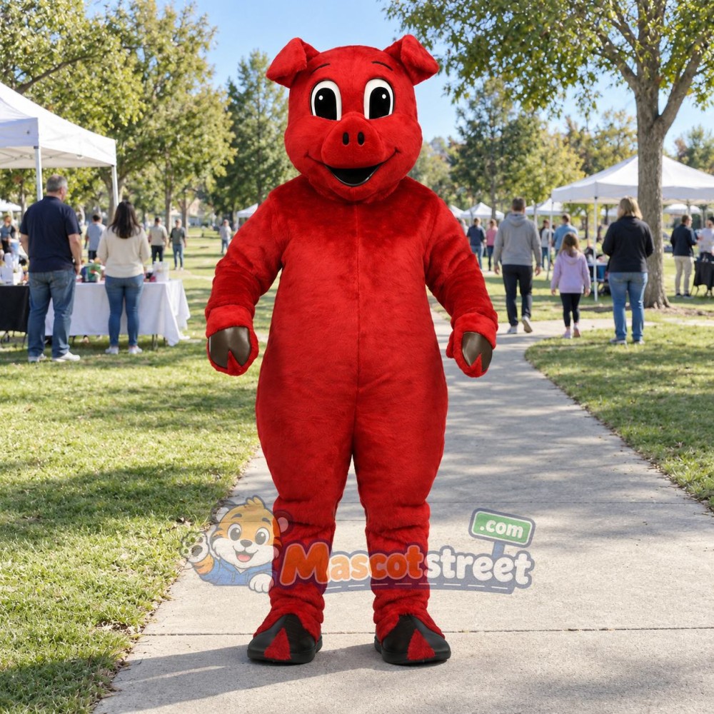 Red Pig Mascot Costume Red Pig Mascot Costume