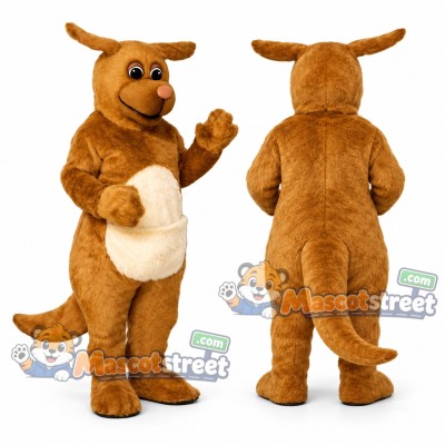 Tan Kangaroo Mascot Costume with Cream Belly Tan Kangaroo Mascot Costume with Cream Belly