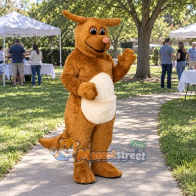 Tan Kangaroo Mascot Costume with Cream Belly Tan Kangaroo Mascot Costume with Cream Belly