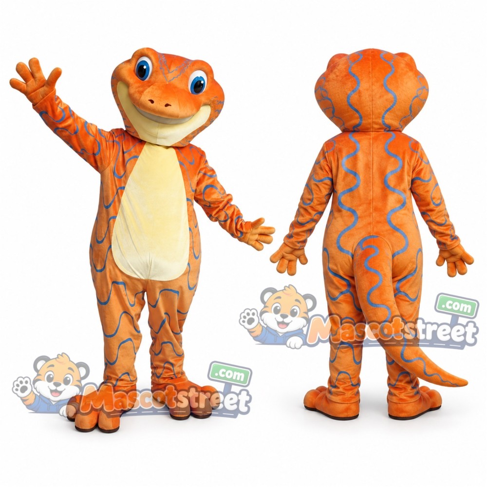 Orange Salamander Mascot Costume with Blue Markings