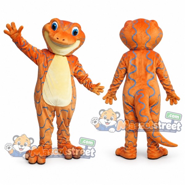 Orange Salamander Mascot Costume with Blue Markings