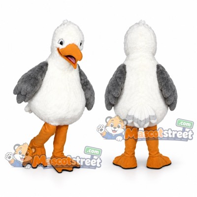Gray and White Seagull Mascot Costume