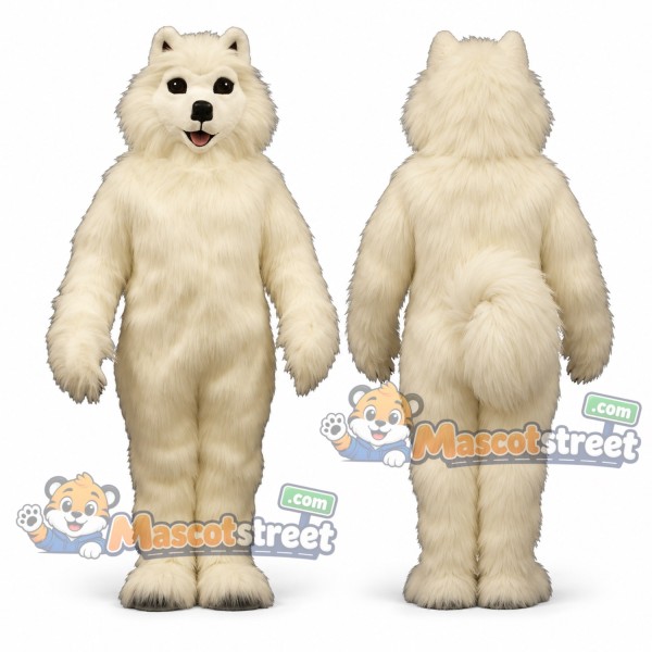 White Samoyed Dog Mascot Costume