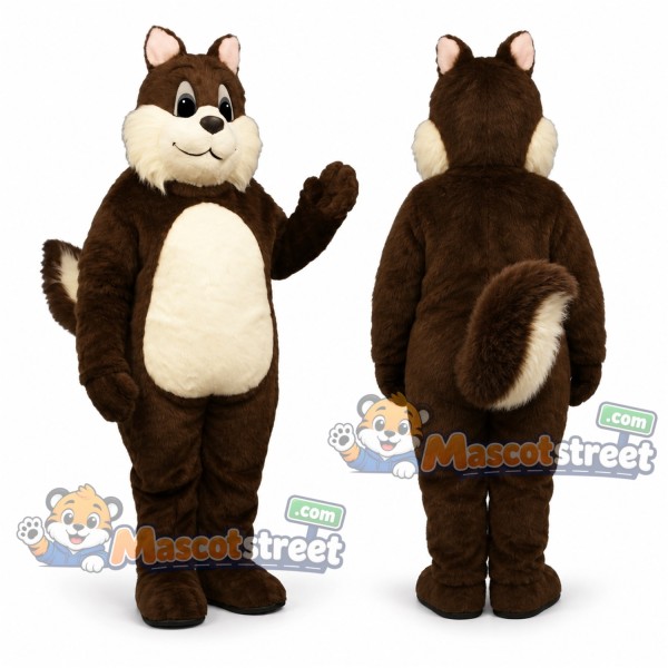 Brown Squirrel Mascot Costume with Cream Belly