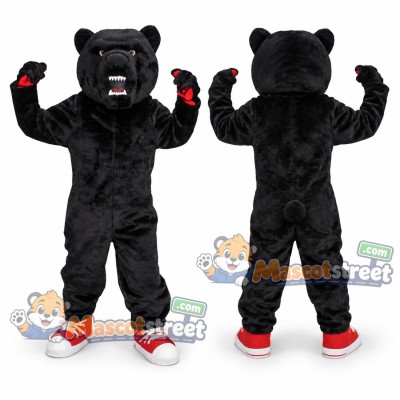 Black Bear Mascot Costume with Red Sneakers Black Bear Mascot Costume with Red Sneakers
