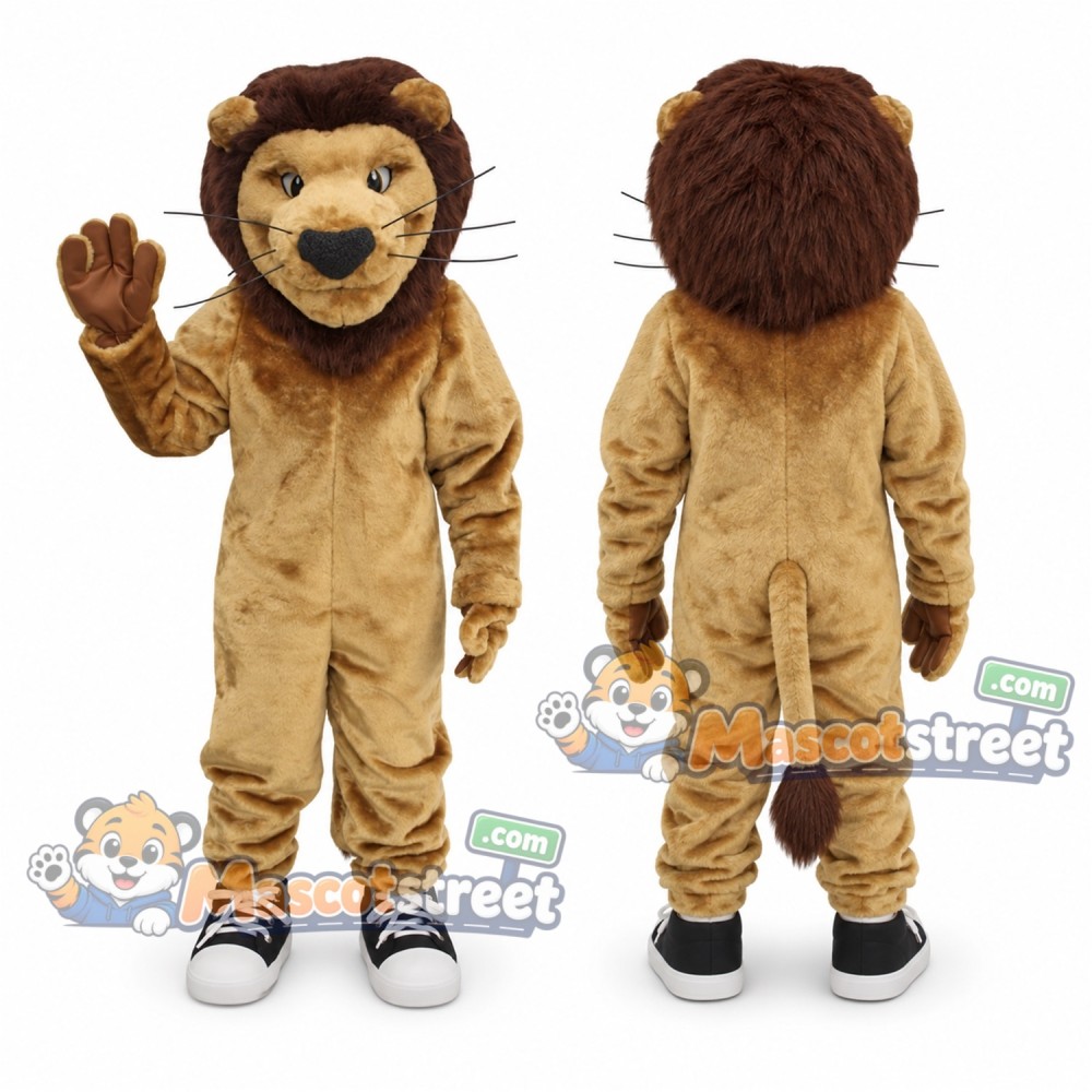 Tan Lion Mascot Costume with Black Sneakers