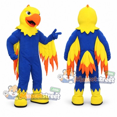 Blue and Yellow Phoenix Mascot Costume