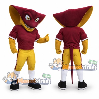 Burgundy Stingray Mascot Costume with Burgundy Shirt Burgundy Stingray Mascot Costume with Burgundy Shirt