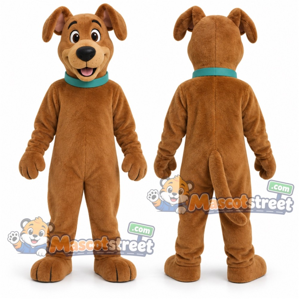 Brown Great Dane Mascot Costume with Green Collar Brown Great Dane Mascot Costume with Green Collar