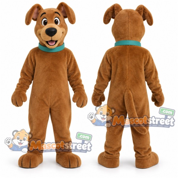 Brown Great Dane Mascot Costume with Green Collar